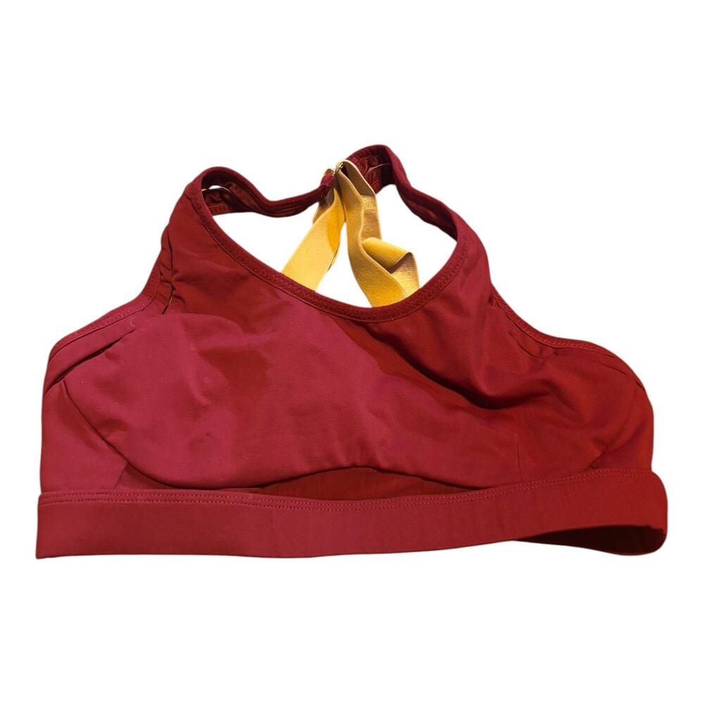 Fabletics Maroon Sports Bra Gold Straps Size M